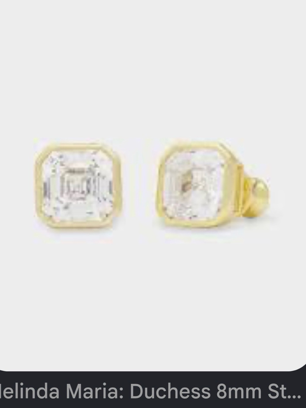 Melinda Maria Gold Square Crystal Stud Earrings